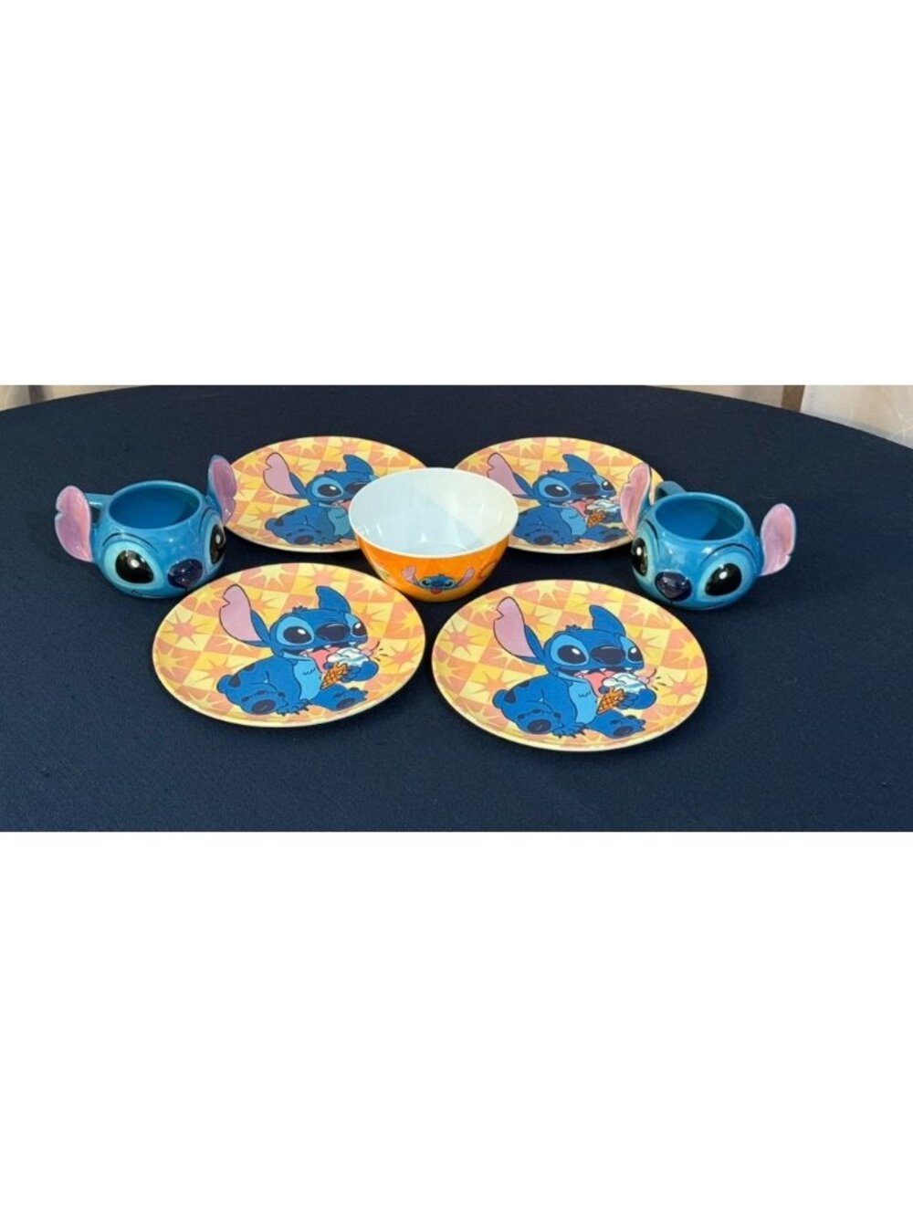 Lot of 7 pieces Disney Stitch Melamine Dinnerware Set With Plates Bowl & Mug